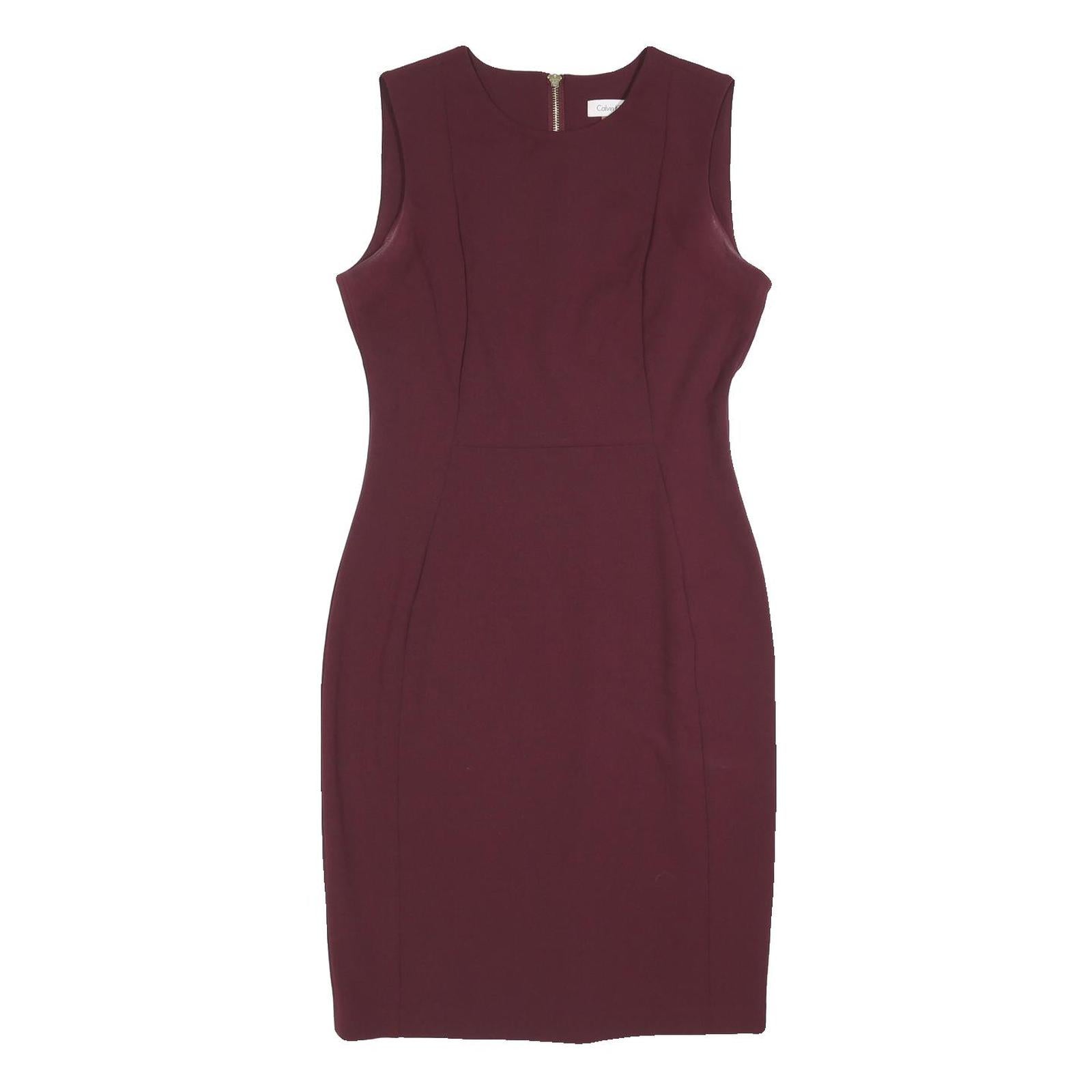 CALVIN KLEIN Womens Maroon Bodycon Polyester Blend Sleeveless Midi Dress M