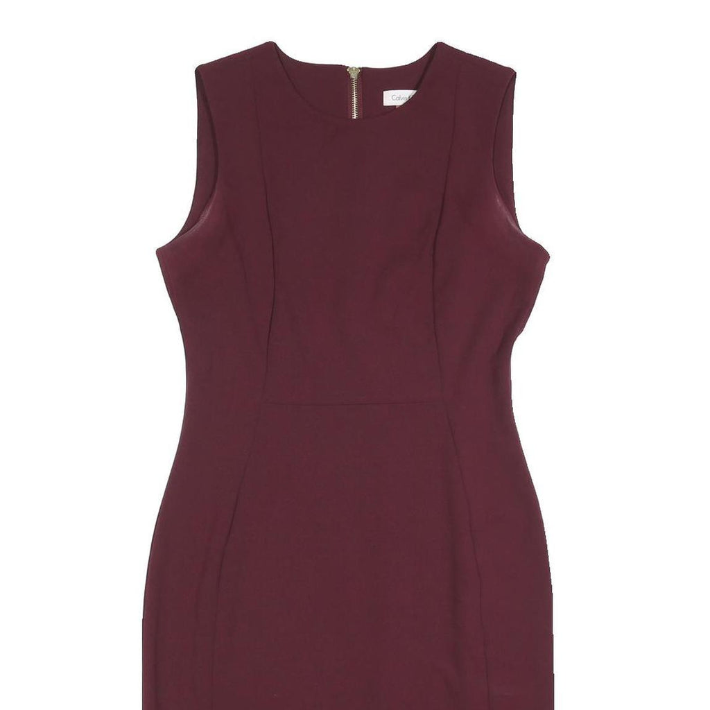 CALVIN KLEIN Womens Maroon Bodycon Polyester Blend Sleeveless Midi Dress M