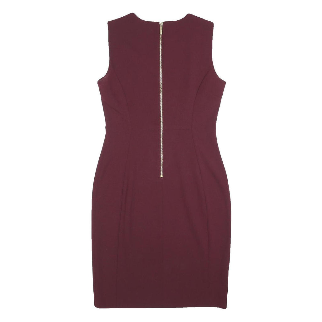 CALVIN KLEIN Womens Maroon Bodycon Polyester Blend Sleeveless Midi Dress M
