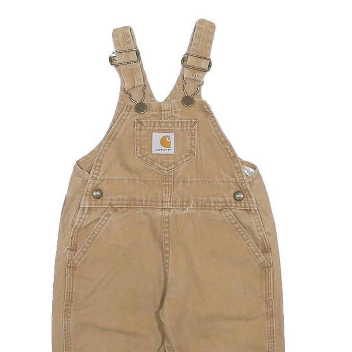 CARHARTT Boys Beige Cotton Dungarees Regular Fit Plain XXS W26 L10 Durable