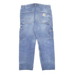 CARHARTT WIP Mens Jeans Blue Regular Straight Denim Medium W34 L26 Workwear Zip