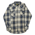 WORK N SPORT Mens Blue & Cream Check Shirt XL Cotton Blend Casual Long Sleeve