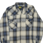 WORK N SPORT Mens Blue & Cream Check Shirt XL Cotton Blend Casual Long Sleeve
