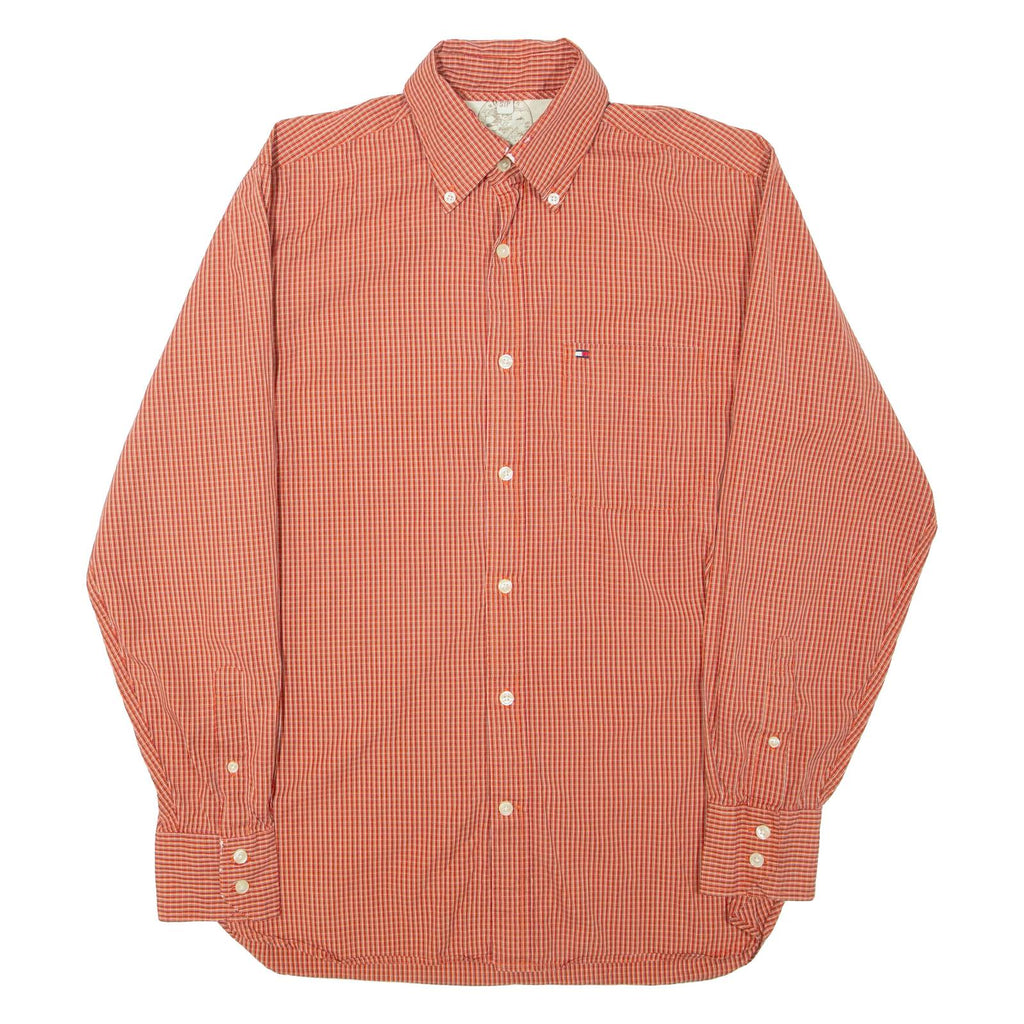 TOMMY HILFIGER Mens Shirt Orange Check Long Sleeve S