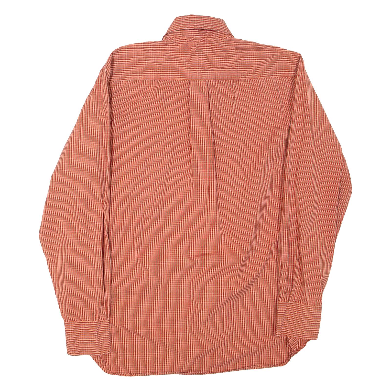TOMMY HILFIGER Mens Shirt Orange Check Long Sleeve S