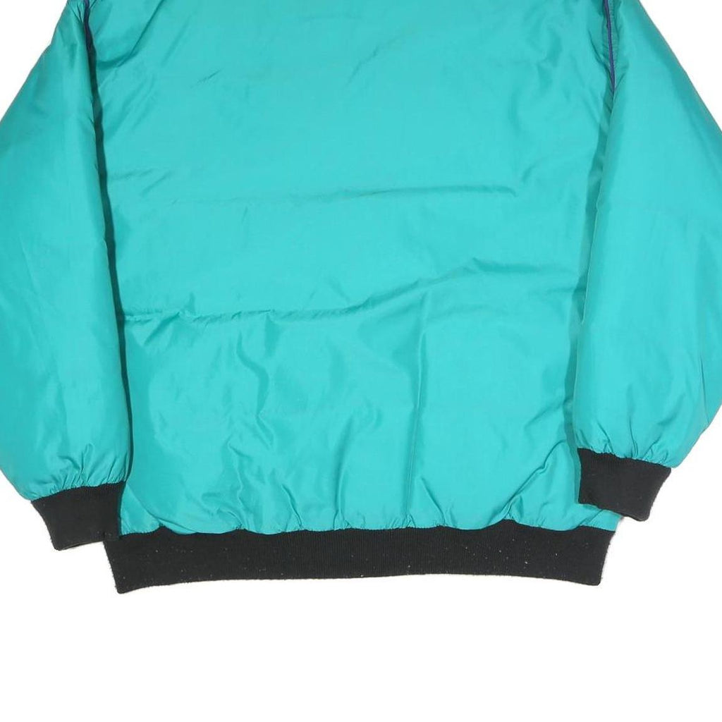 WOOLRICH Womens Turquoise & Black Reversible Puffer Jacket L Polyester Blend Zip