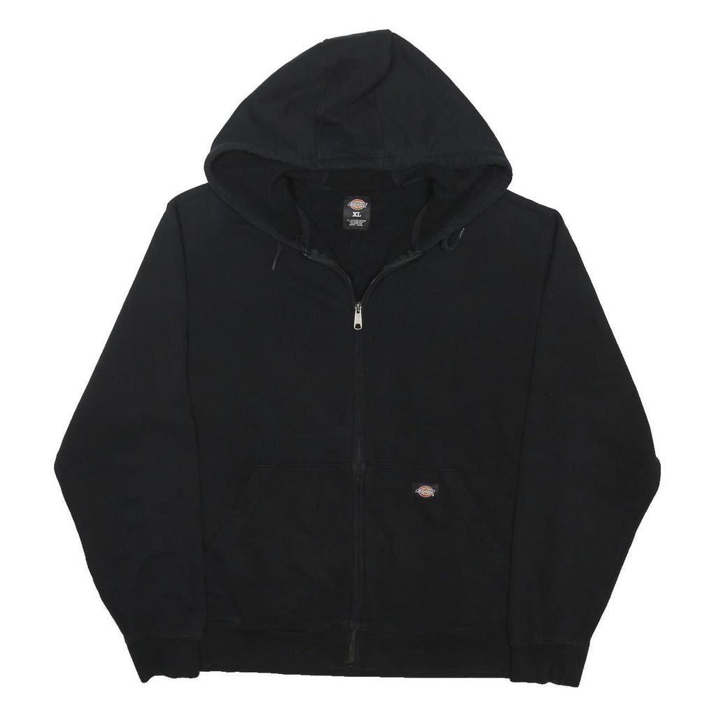 DICKIES Mens Black Zip Up Hoodie XL Workwear Cotton Blend Casual Sweatshirt