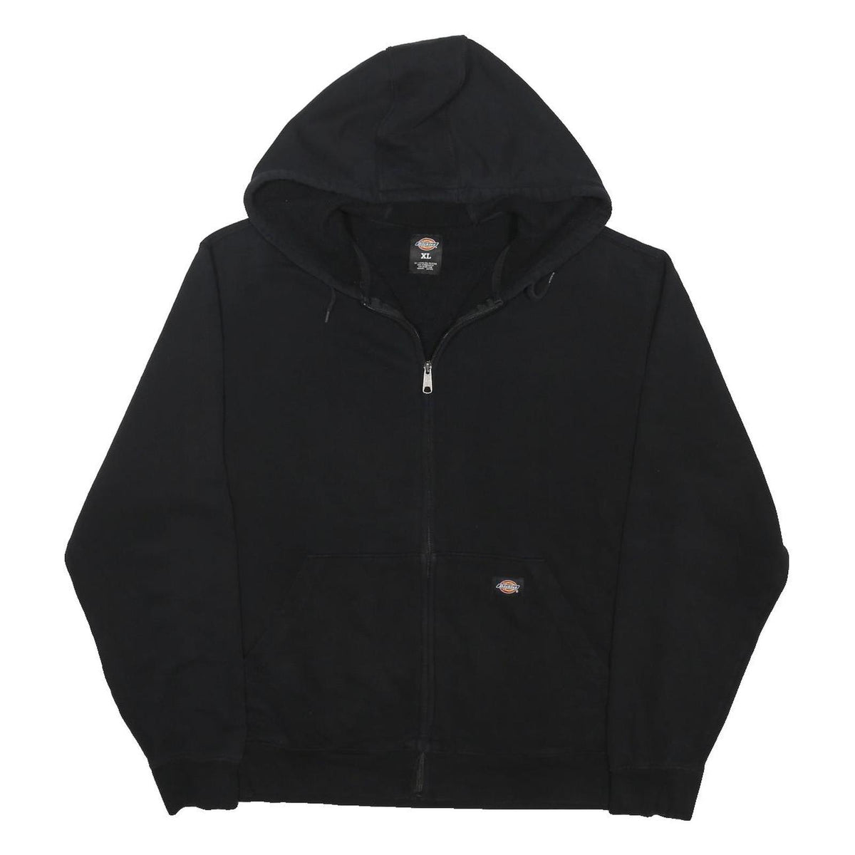 DICKIES Mens Black Zip Up Hoodie XL Workwear Cotton Blend Casual Sweatshirt