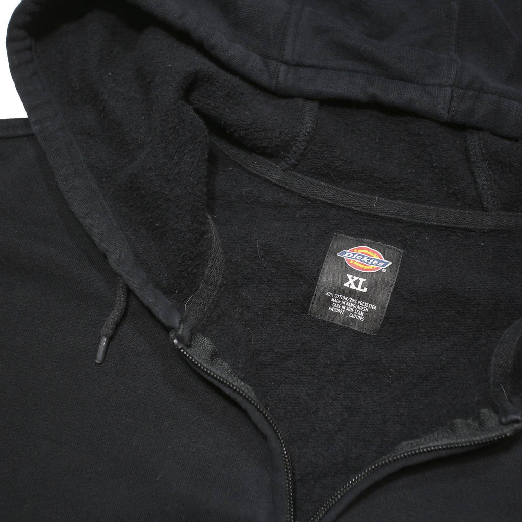 DICKIES Mens Black Zip Up Hoodie XL Workwear Cotton Blend Casual Sweatshirt