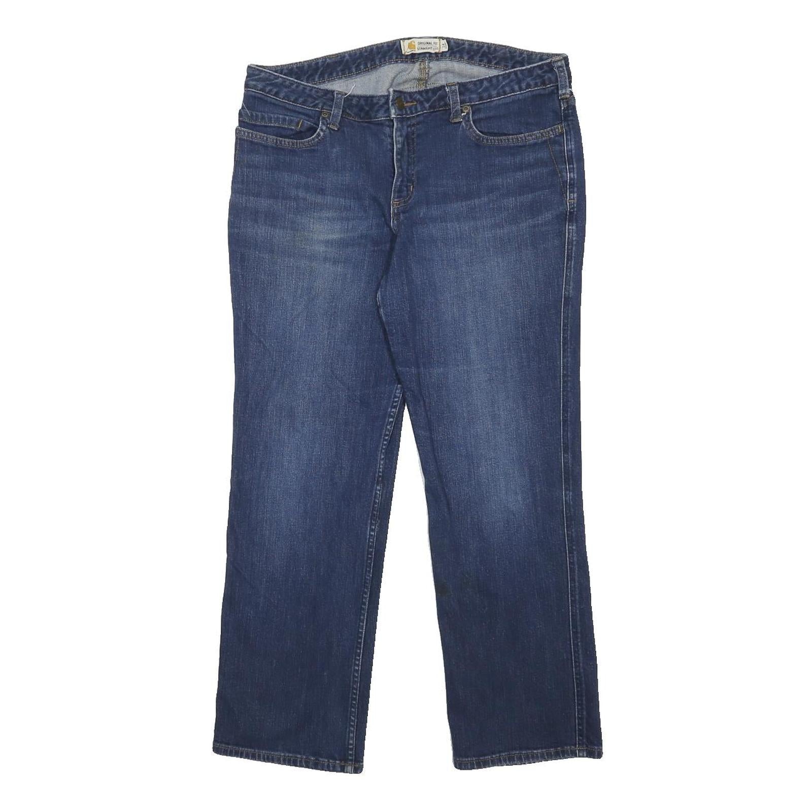 CARHARTT Womens Regular Blue Denim Straight Jeans W34 L27 Zip Cotton Blend