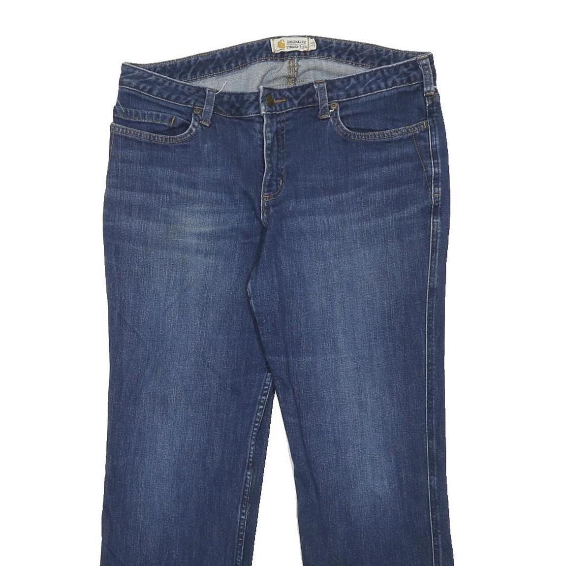 CARHARTT Womens Regular Blue Denim Straight Jeans W34 L27 Zip Cotton Blend