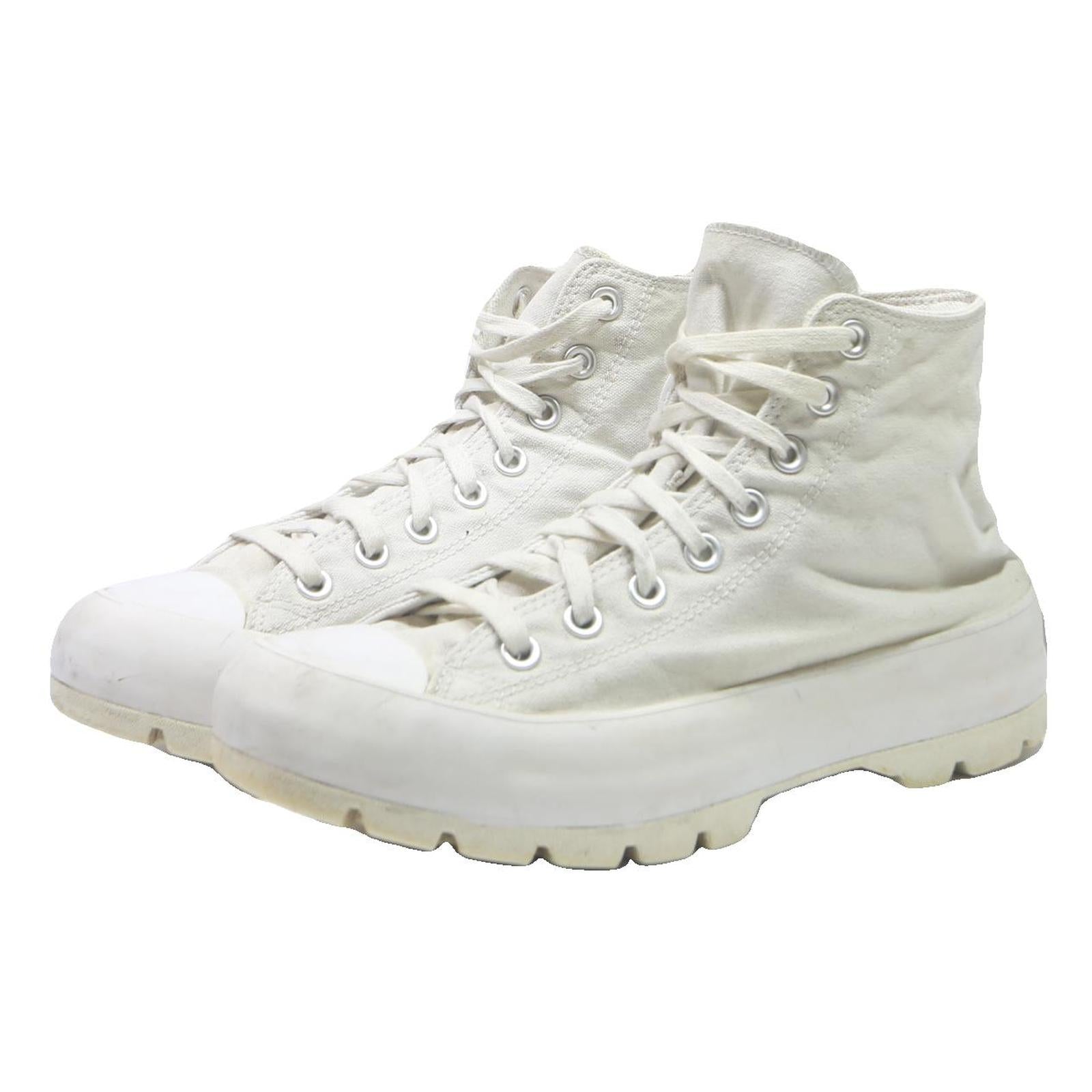 CONVERSE Chuck Taylor All Star Lugged Womens Trainers White Canvas UK 7.5