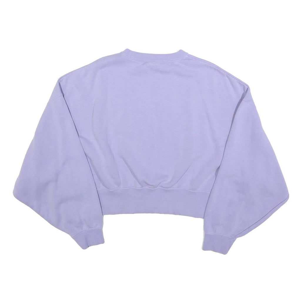 NIKE Womens Purple Crew Neck M Cropped Sweatshirt Cotton Pullover