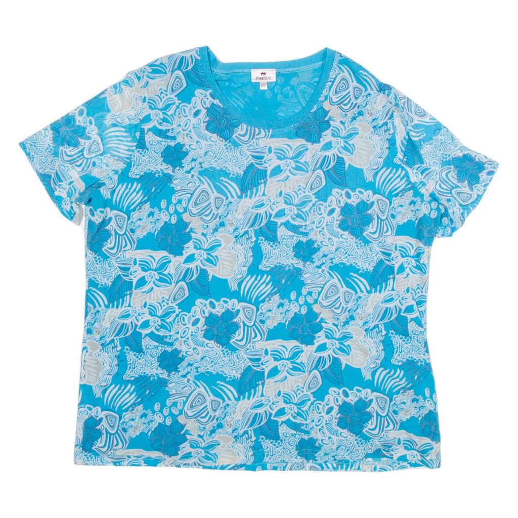 KINGFIELD Womens Shirt Top Blue Floral 2XL
