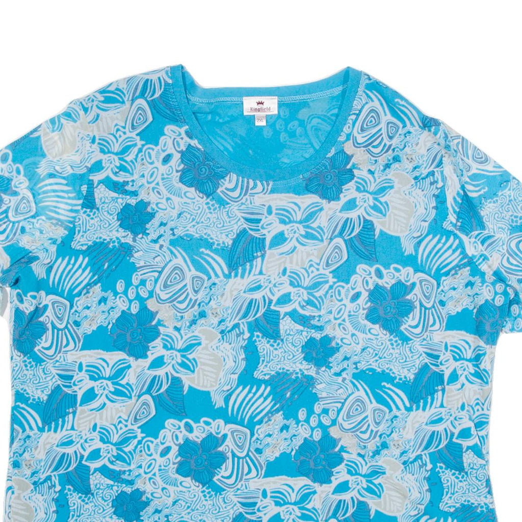 KINGFIELD Womens Shirt Top Blue Floral 2XL