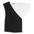 ZARA Womens Black & White Printed Top Short Sleeve Round Neck M Casual