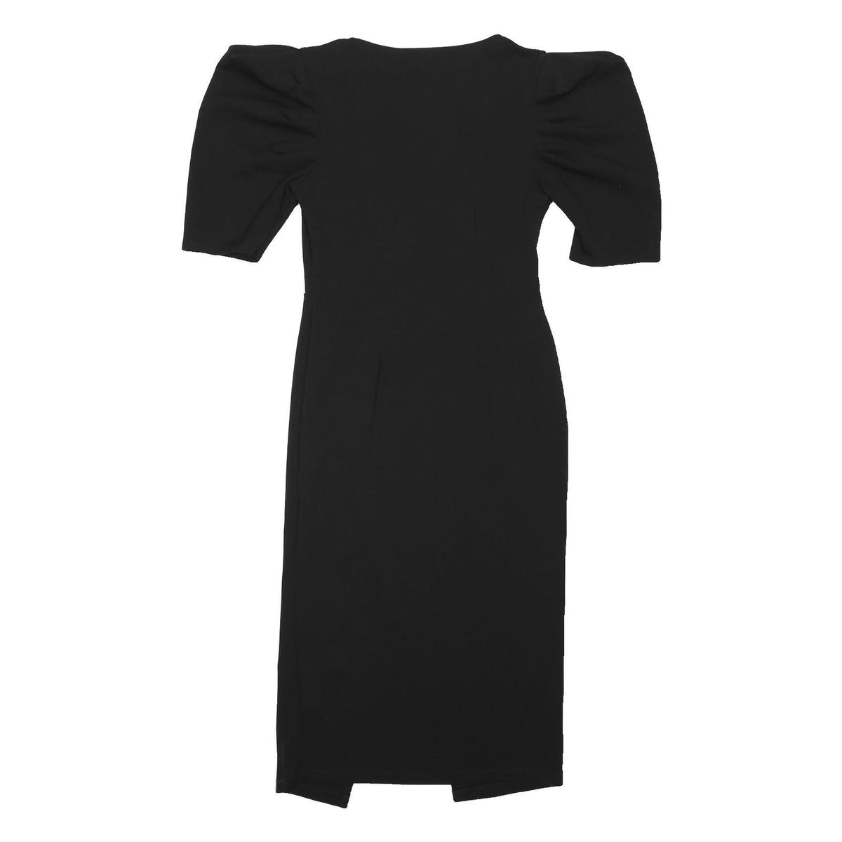 TOPSHOP Womens Black Day Dress Cotton Blend Midi V-Neck UK 12 Puff Sleeve