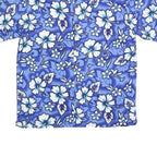 LIQUID HAWAIIAN Mens Blue & White Floral Hawaiian Shirt L Polyester Casual
