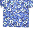 LIQUID HAWAIIAN Mens Blue & White Floral Hawaiian Shirt L Polyester Casual