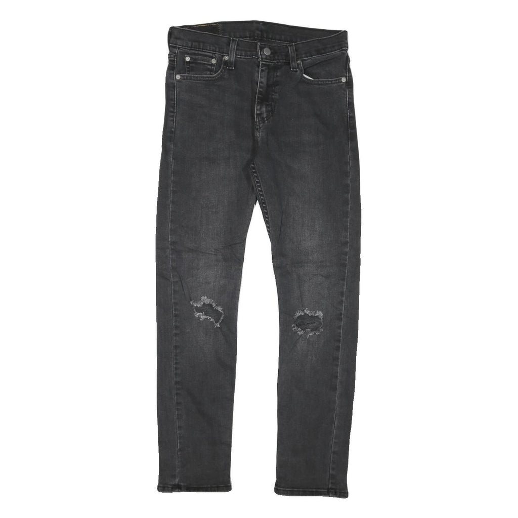 LEVI'S 510 Mens Jeans Black Slim Skinny Denim W28 L27 Distressed Stretch