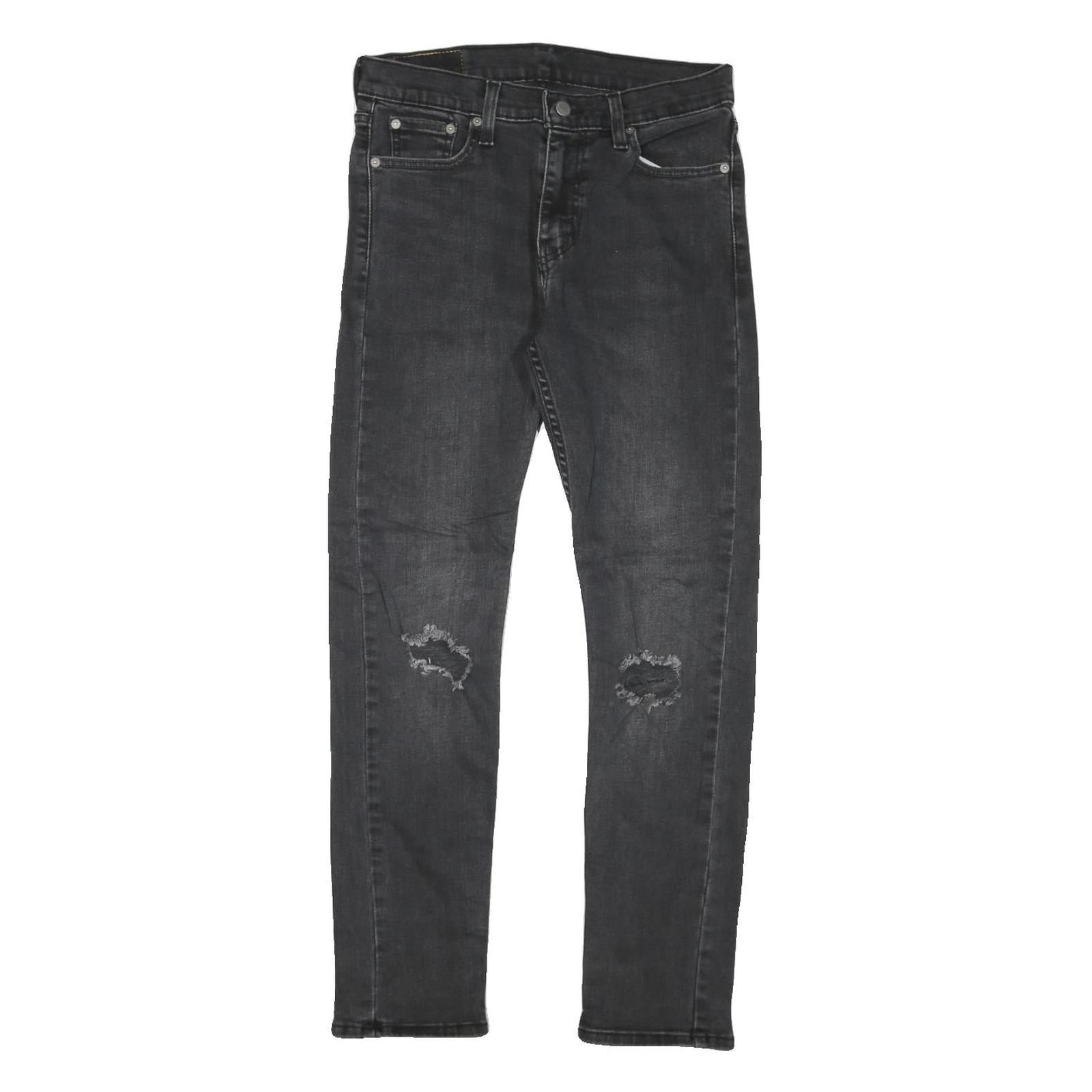 LEVI'S 510 Mens Jeans Black Slim Skinny Denim W28 L27 Distressed Stretch