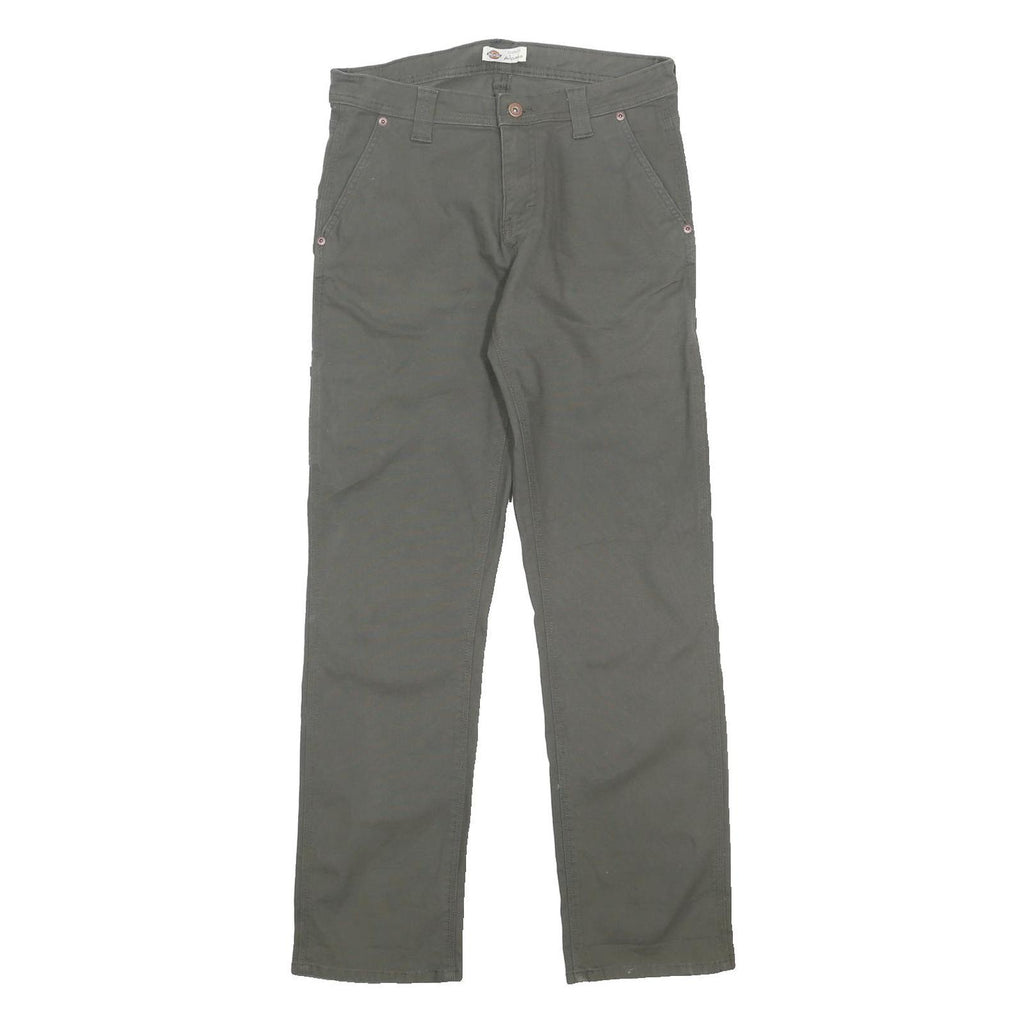 DICKIES Womens Cotton Blend Relaxed Straight Trousers Olive W32 L32 Utility
