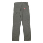 DICKIES Womens Cotton Blend Relaxed Straight Trousers Olive W32 L32 Utility