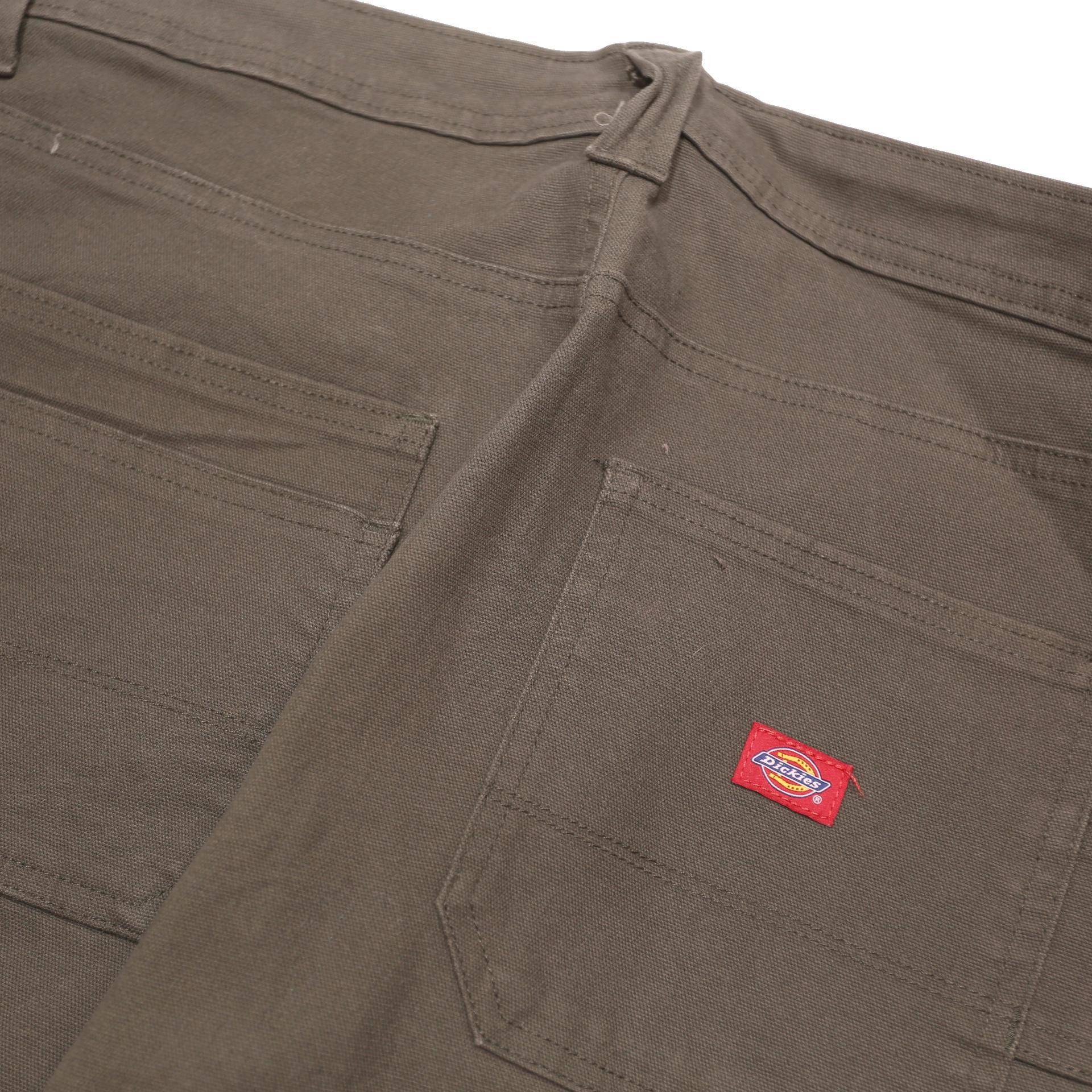 DICKIES Womens Cotton Blend Relaxed Straight Trousers Olive W32 L32 Utility
