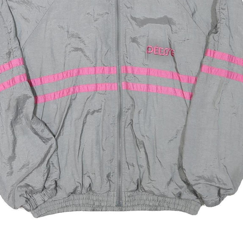 DESSE Mens Grey & Pink Zip Jacket M Polyester Blend Sports Retro Casual Style