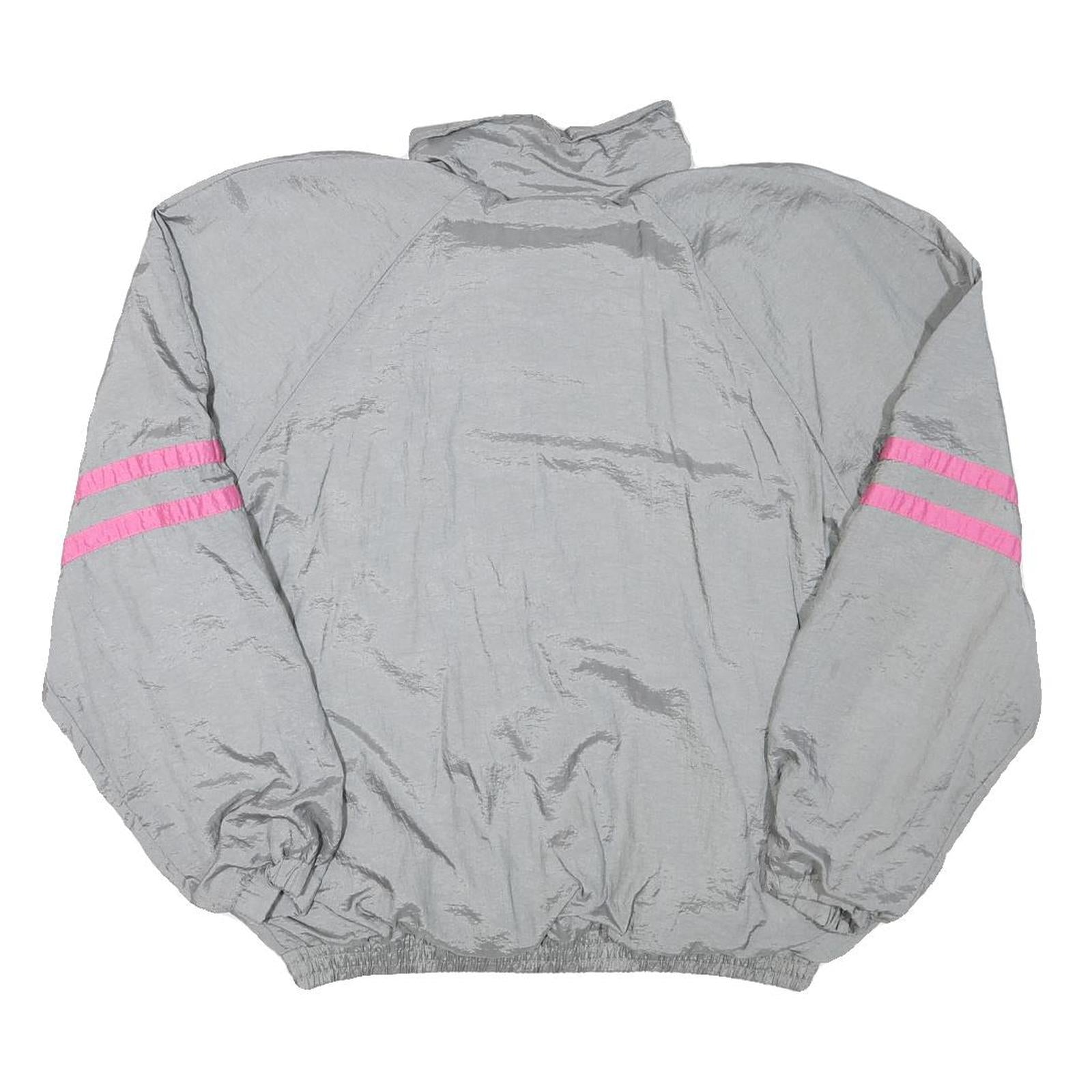 DESSE Mens Grey & Pink Zip Jacket M Polyester Blend Sports Retro Casual Style