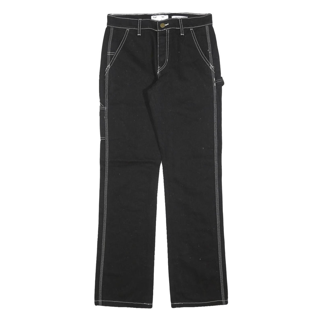 AMERICAN APPAREL Womens Regular Black Denim Jeans W28 L32 Contrast Stitching Zip