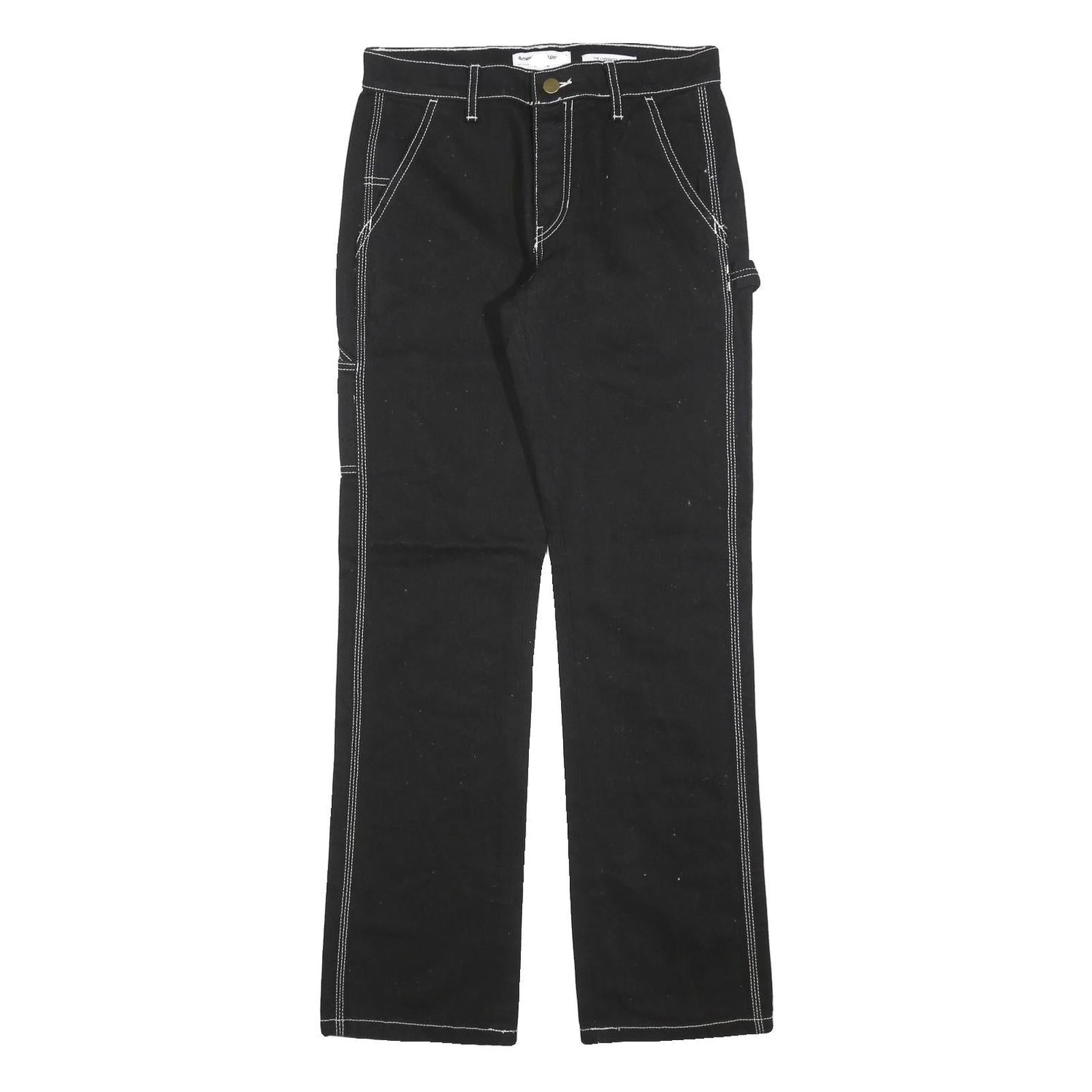 AMERICAN APPAREL Womens Regular Black Denim Jeans W28 L32 Contrast Stitching Zip