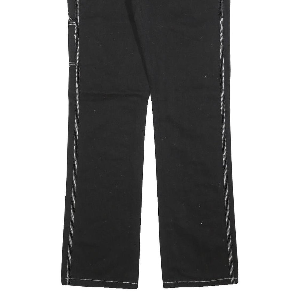 AMERICAN APPAREL Womens Regular Black Denim Jeans W28 L32 Contrast Stitching Zip