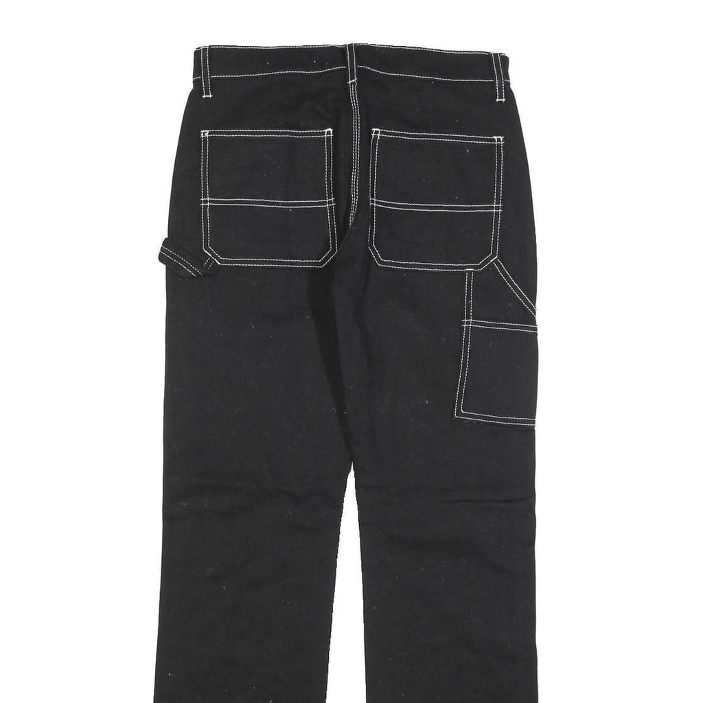 AMERICAN APPAREL Womens Regular Black Denim Jeans W28 L32 Contrast Stitching Zip