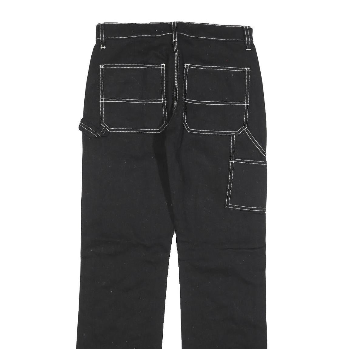 AMERICAN APPAREL Womens Regular Black Denim Jeans W28 L32 Contrast Stitching Zip