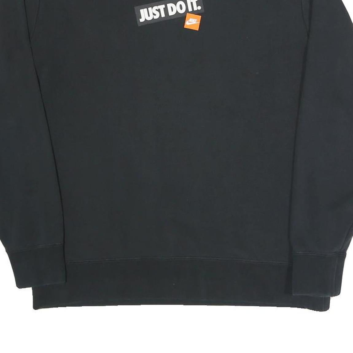 NIKE Mens Black Sweatshirt Just Do It S Cotton Blend Crew Neck Long Sleeve