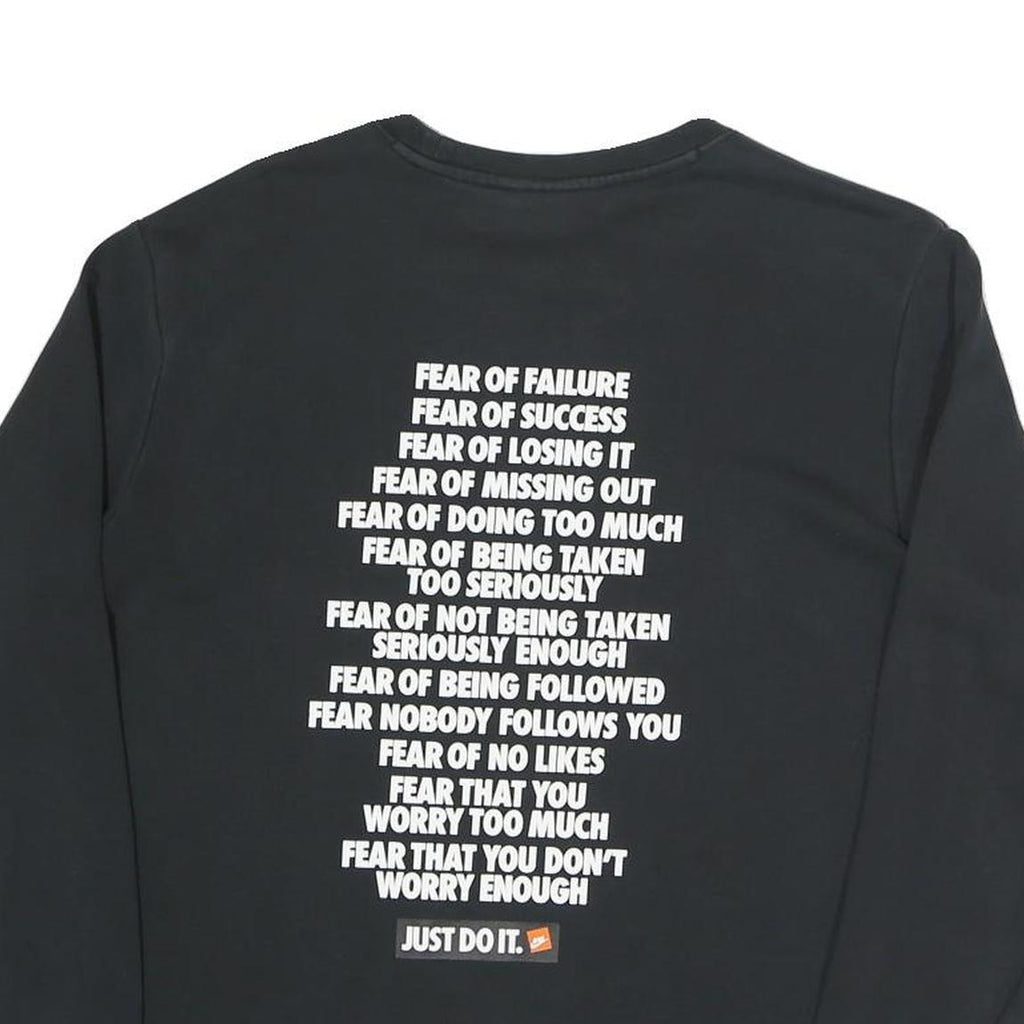 NIKE Mens Black Sweatshirt Just Do It S Cotton Blend Crew Neck Long Sleeve