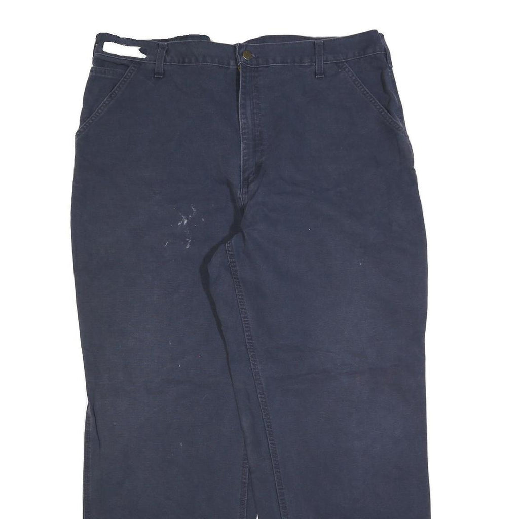 CARHARTT Mens Cotton Blend Blue Relaxed Straight Trousers W42 L32 Workwear Zip