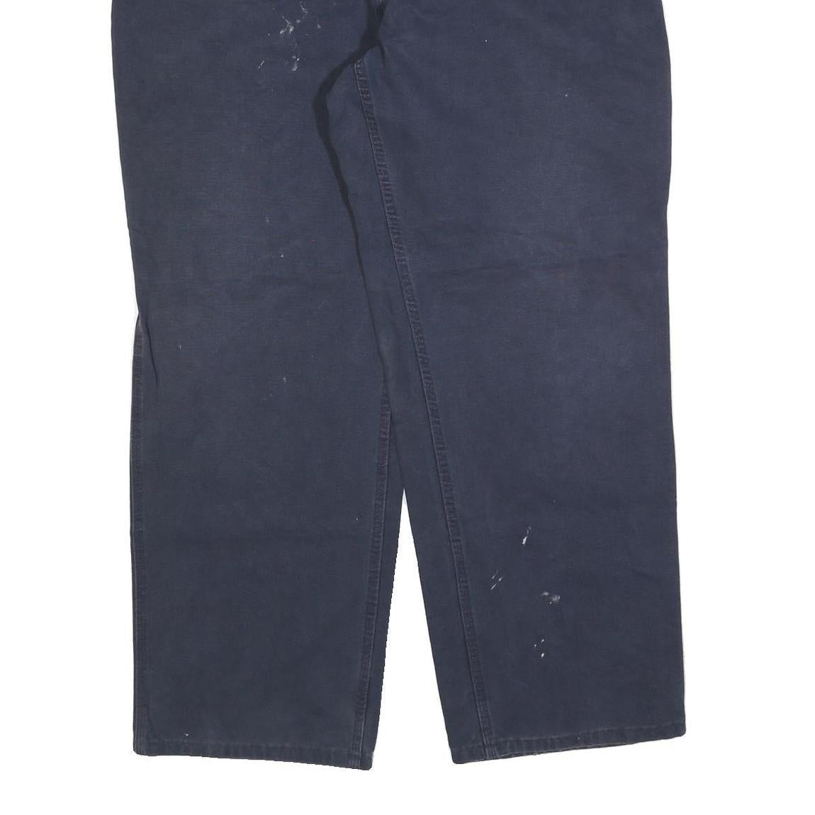 CARHARTT Mens Cotton Blend Blue Relaxed Straight Trousers W42 L32 Workwear Zip