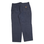 CARHARTT Mens Cotton Blend Blue Relaxed Straight Trousers W42 L32 Workwear Zip