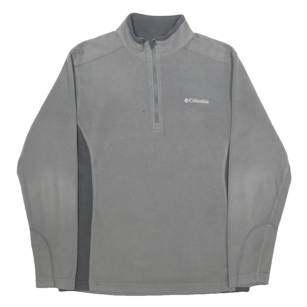 COLUMBIA Mens Grey & Charcoal Plain Pullover Jumper 1/4 Zip Polyester S Outdoor