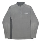 COLUMBIA Mens Grey & Charcoal Plain Pullover Jumper 1/4 Zip Polyester S Outdoor