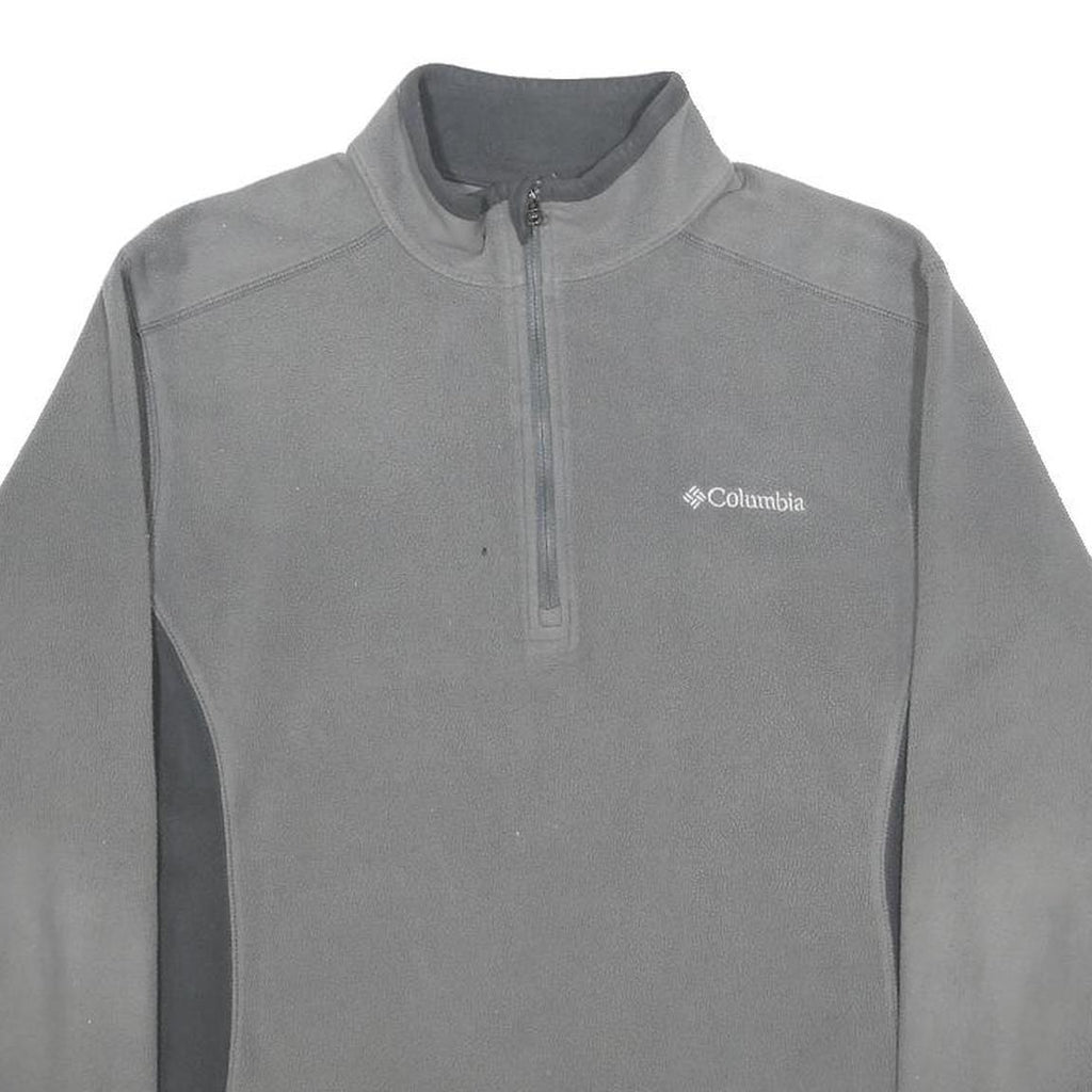 COLUMBIA Mens Grey & Charcoal Plain Pullover Jumper 1/4 Zip Polyester S Outdoor