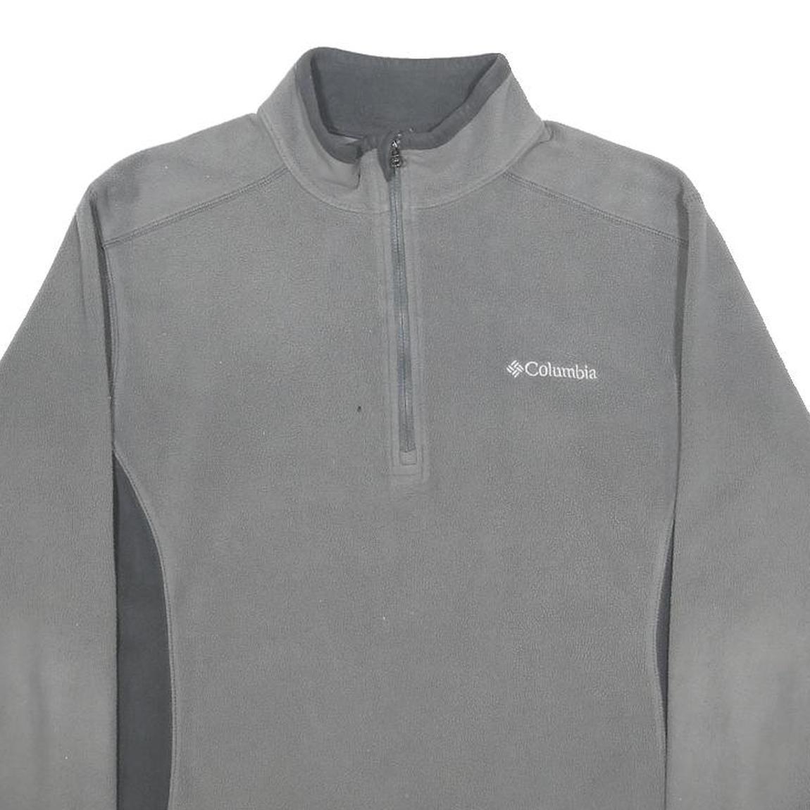 COLUMBIA Mens Grey & Charcoal Plain Pullover Jumper 1/4 Zip Polyester S Outdoor