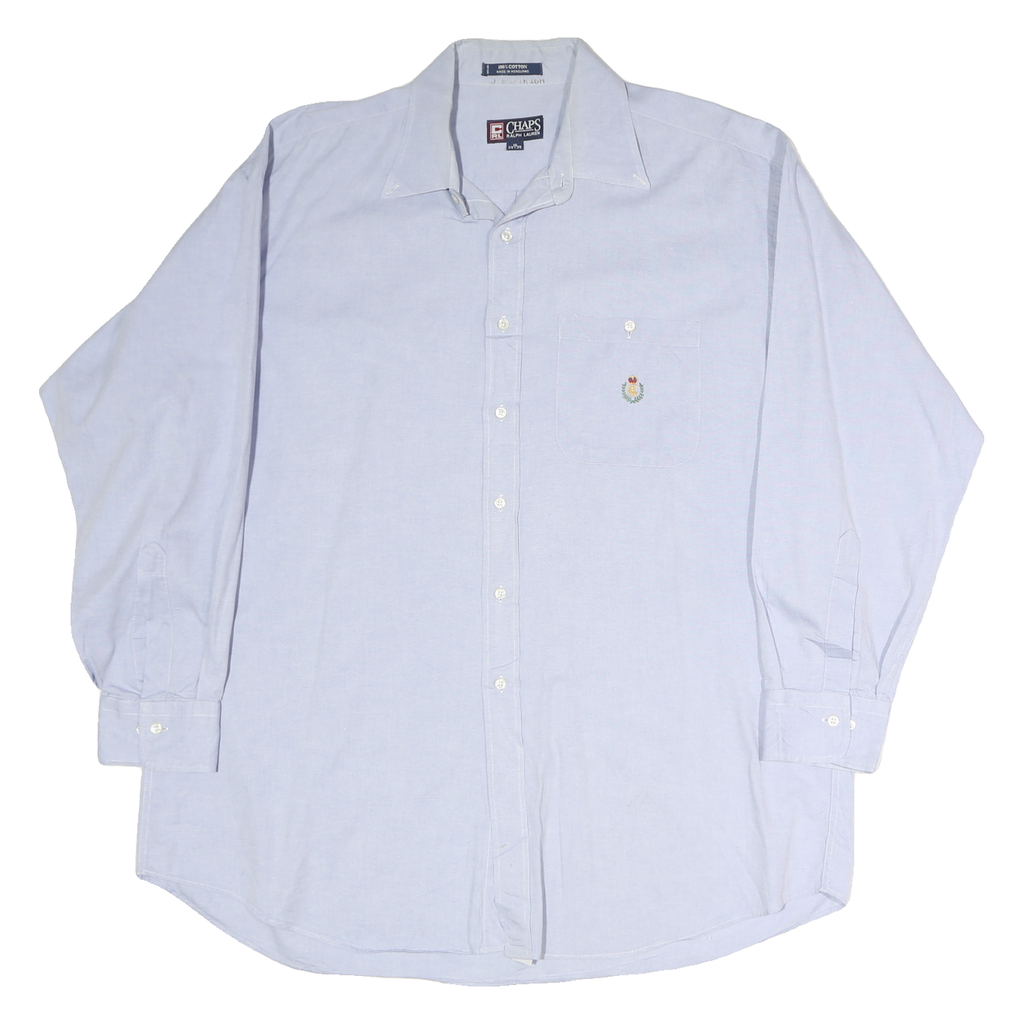 CHAPS Mens Light Blue Plain Cotton Shirt 2XL Classic Button Down Pocket