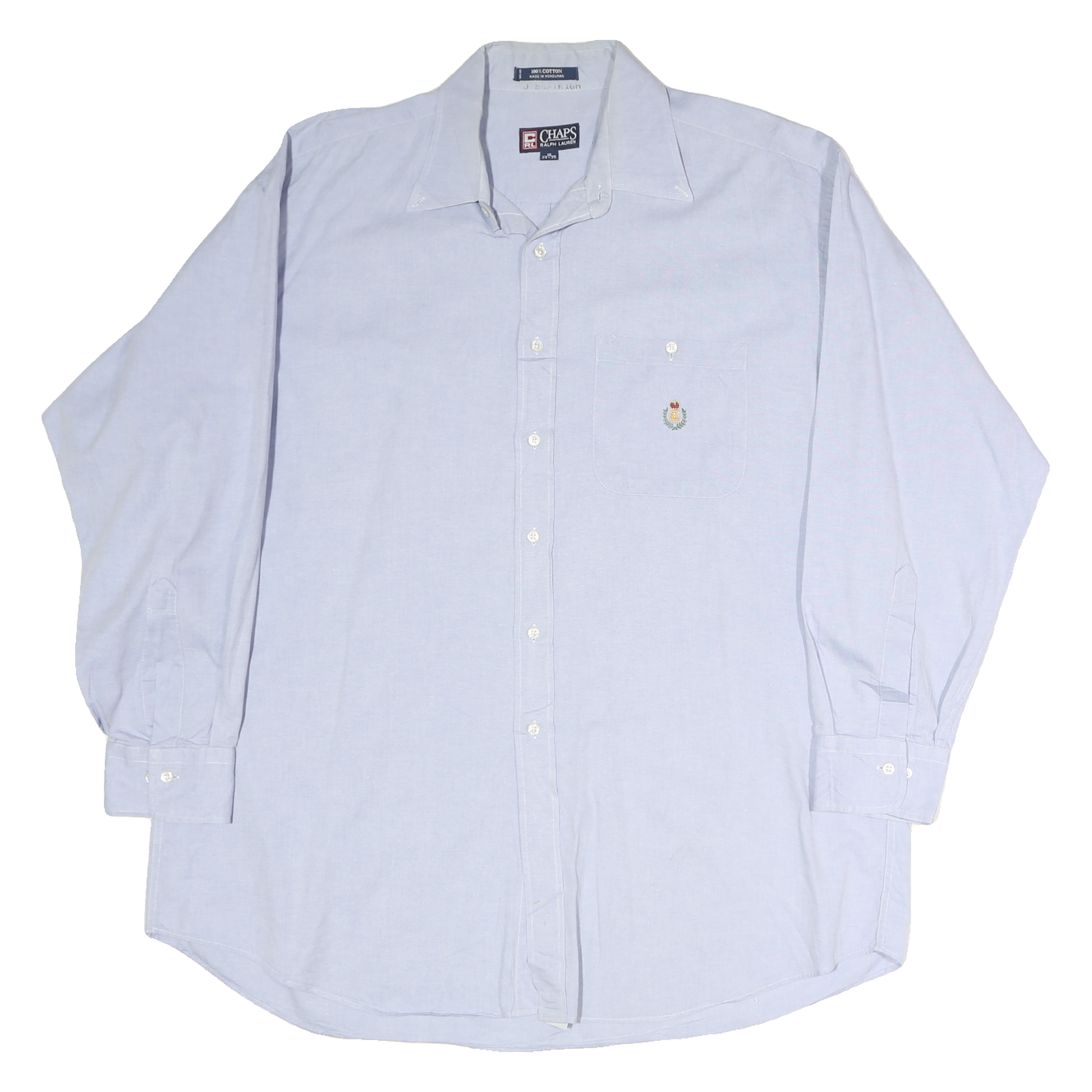 CHAPS Mens Light Blue Plain Cotton Shirt 2XL Classic Button Down Pocket