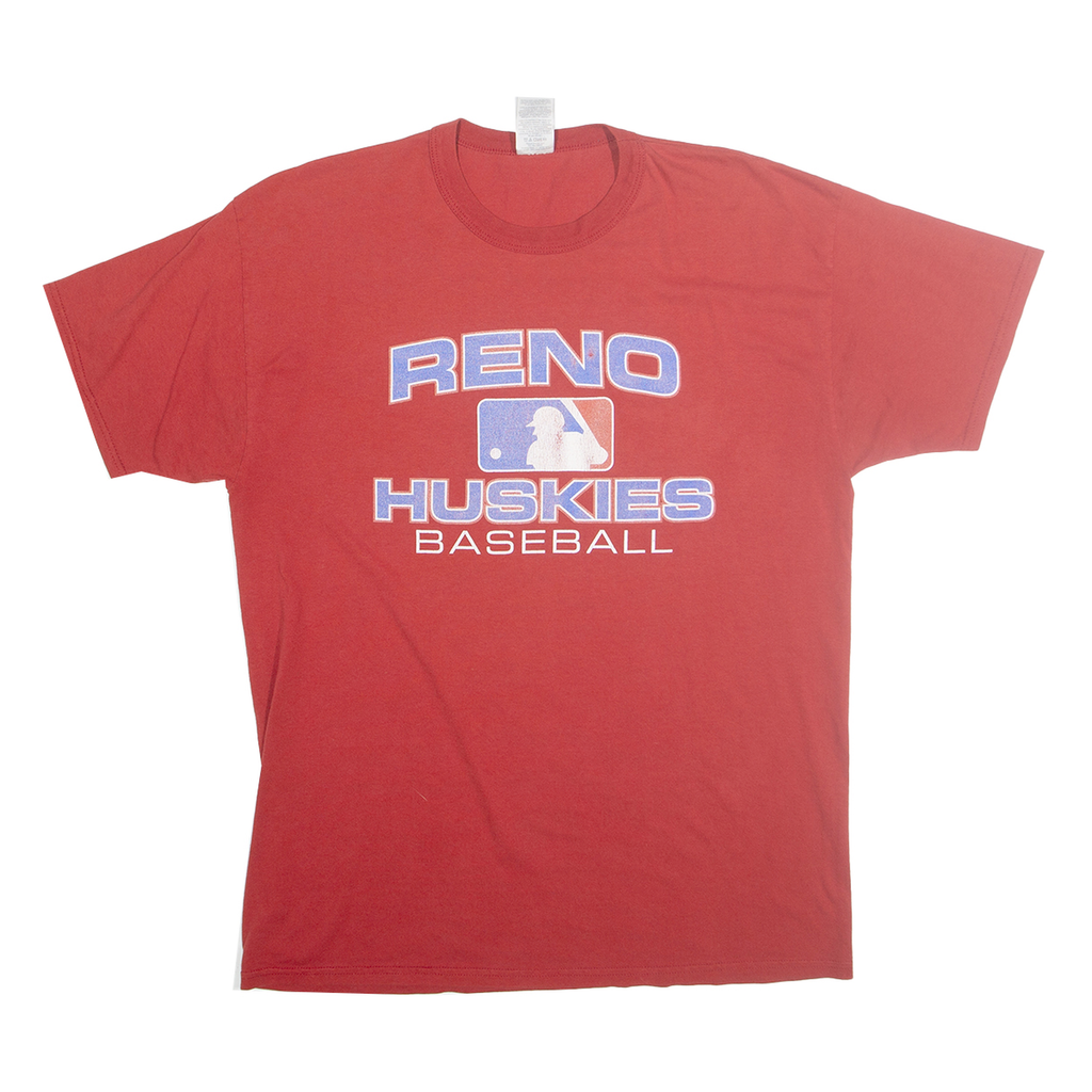 RUSSELL ATHLETIC Mens Red Reno Huskies Baseball Graphic T-Shirt L Crew Neck
