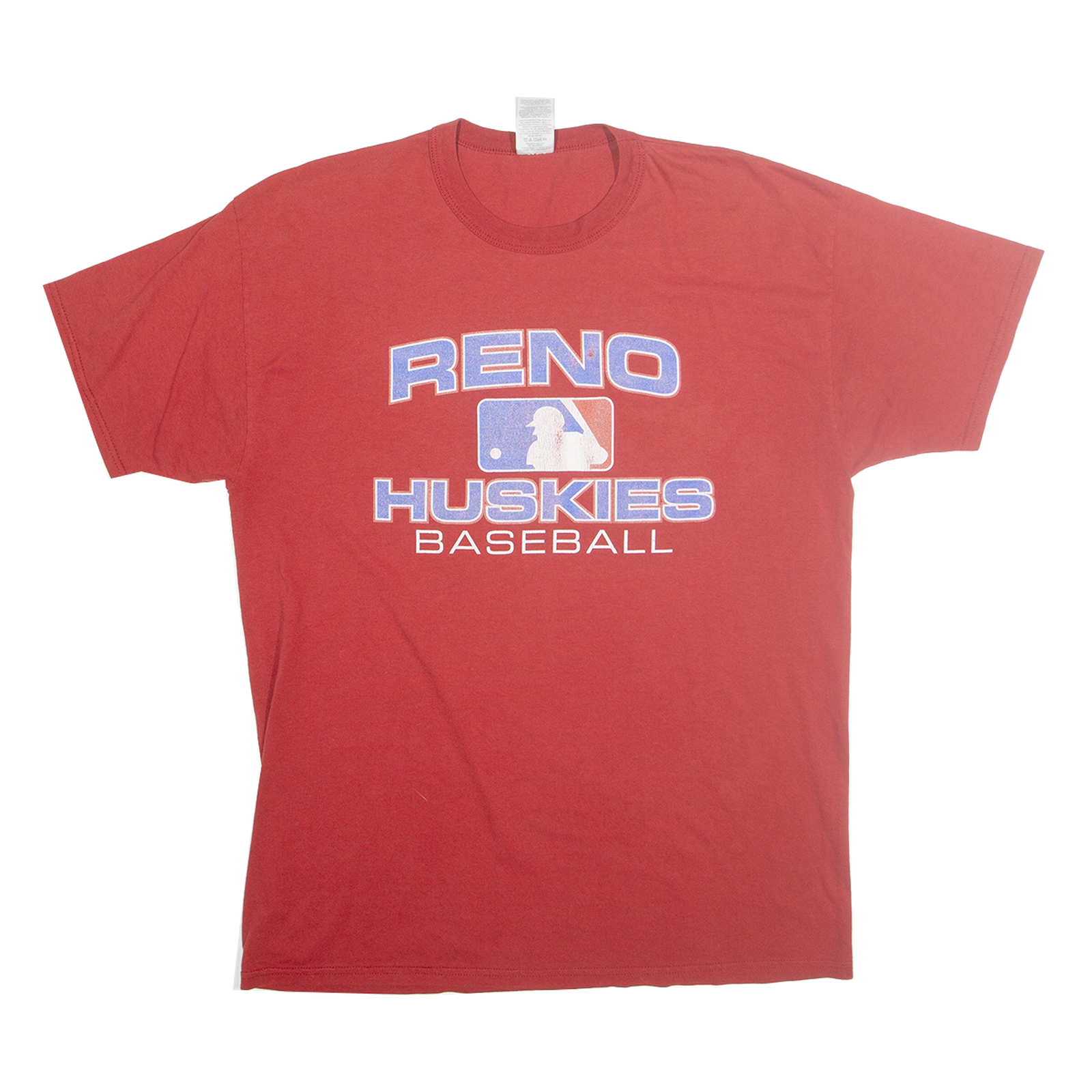 RUSSELL ATHLETIC Mens Red Reno Huskies Baseball Graphic T-Shirt L Crew Neck