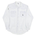 RACING Mens White Light Wash Western Style L Cotton Blend Cool Dog Print Shirt