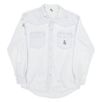 RACING Mens White Light Wash Western Style L Cotton Blend Cool Dog Print Shirt